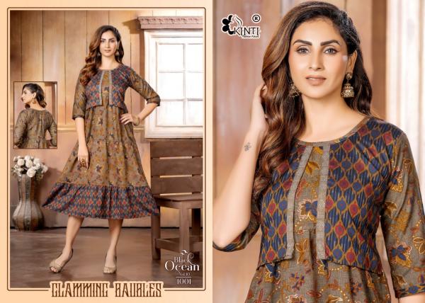 Kinti Black Ocean Vol 10 Rayon Designer Long Kurti Collection